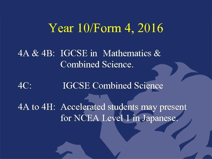 Year 10/Form 4, 2016 4 A & 4 B: IGCSE in Mathematics & Combined