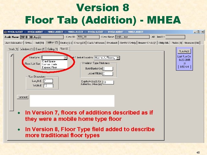 Version 8 Floor Tab (Addition) - MHEA · In Version 7, floors of additions