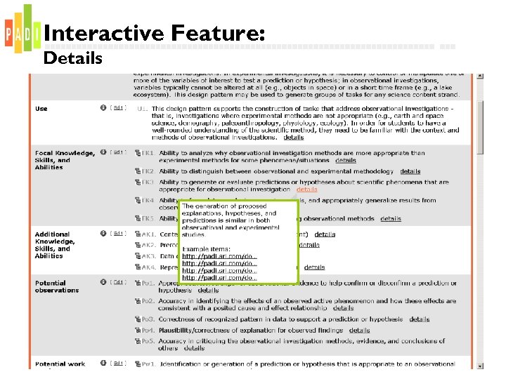 Interactive Feature: Details 