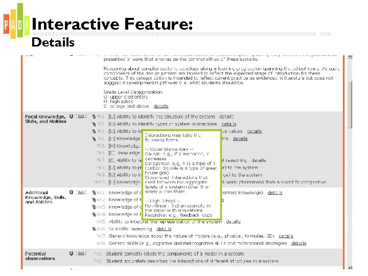 Interactive Feature: Details 