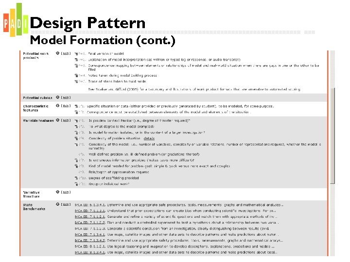 Design Pattern Model Formation (cont. ) 