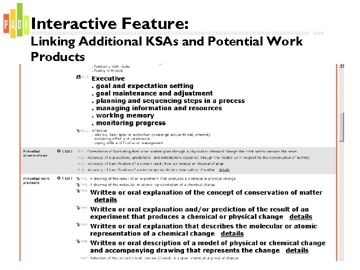 Interactive Feature: Linking Additional KSAs and Potential Work Products 