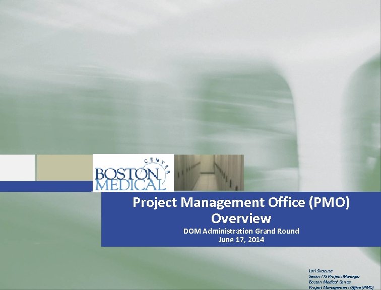 Project Management Office (PMO) Overview DOM Administration Grand Round June 17, 2014 Lori Siracusa