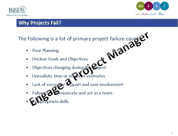 Why Projects Fail? er ag The following is a list of primary project failure