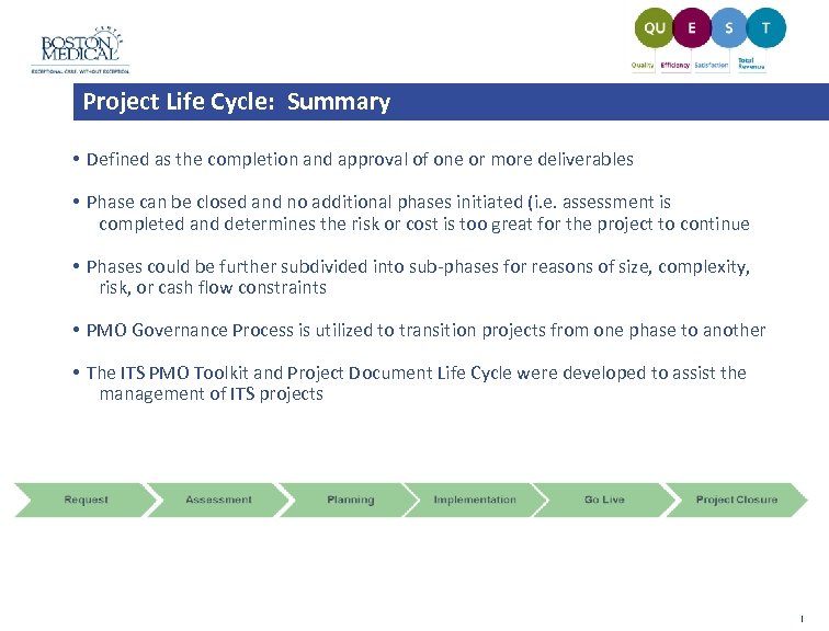 Project Life Cycle: Summary • Defined as the completion and approval of one or