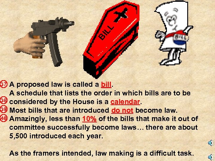 LL BI 37 38 39 40 A proposed law is called a bill A