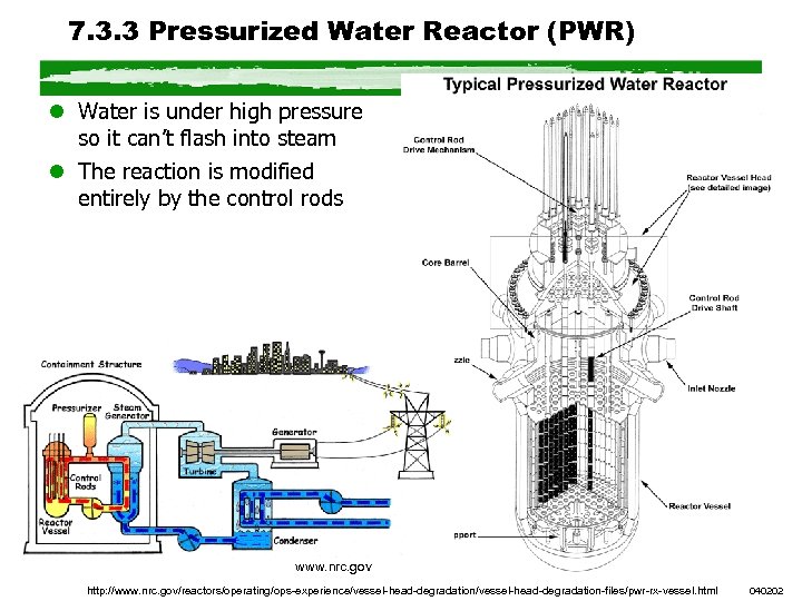 7. 3. 3 Pressurized Water Reactor (PWR) l Water is under high pressure so