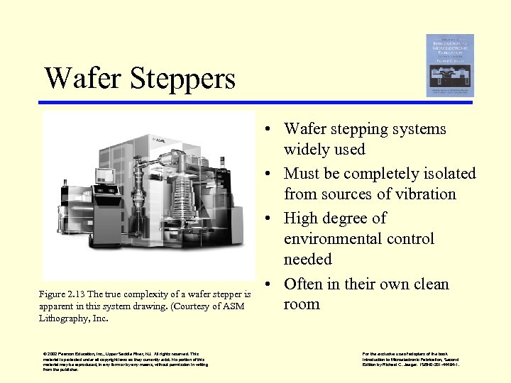 Wafer Steppers Figure 2. 13 The true complexity of a wafer stepper is apparent