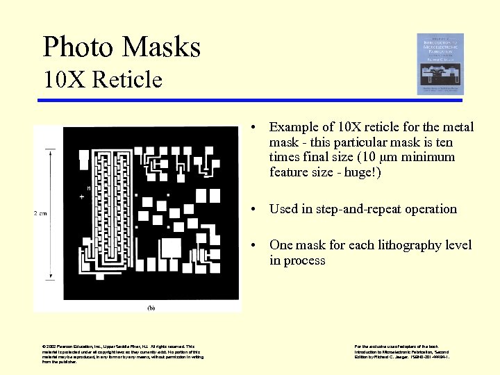 Photo Masks 10 X Reticle • Example of 10 X reticle for the metal