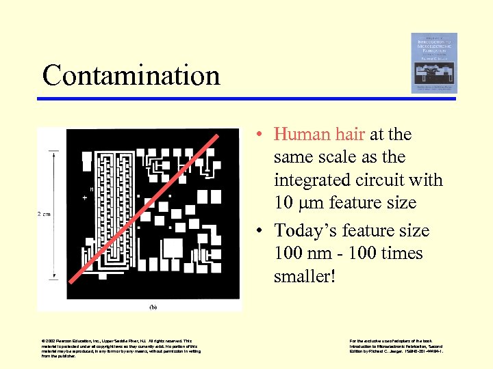Contamination • Human hair at the same scale as the integrated circuit with 10