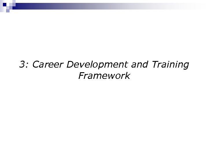 3: Career Development and Training Framework 