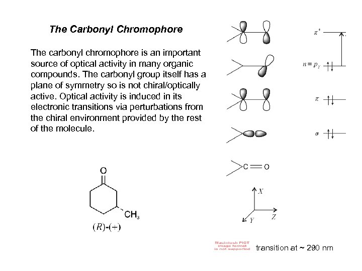 The Carbonyl Chromophore The carbonyl chromophore is an important source of optical activity in