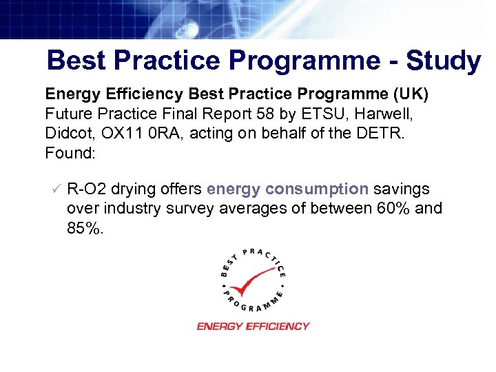 Best Practice Programme - Study Energy Efficiency Best Practice Programme (UK) Future Practice Final