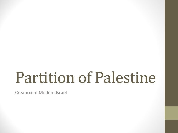 Partition of Palestine Creation of Modern Israel 