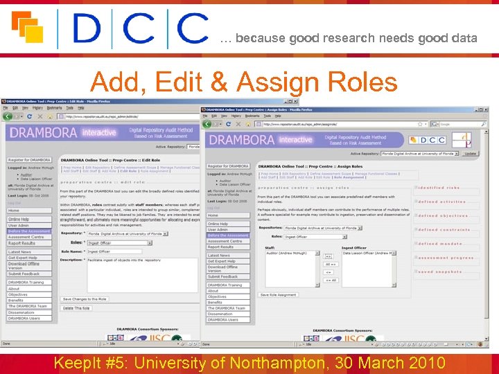 … because good research needs good data Add, Edit & Assign Roles www. repositoryaudit.