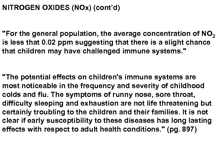 NITROGEN OXIDES (NOx) (cont’d) 