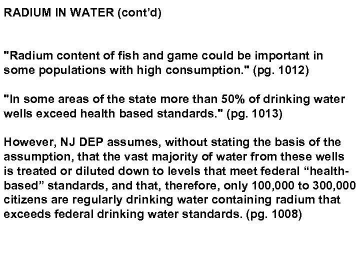 RADIUM IN WATER (cont’d) 