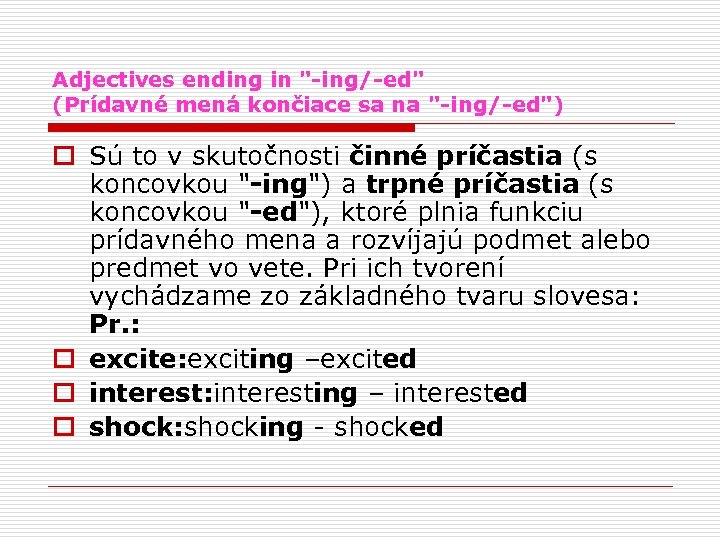 Adjectives ending in 