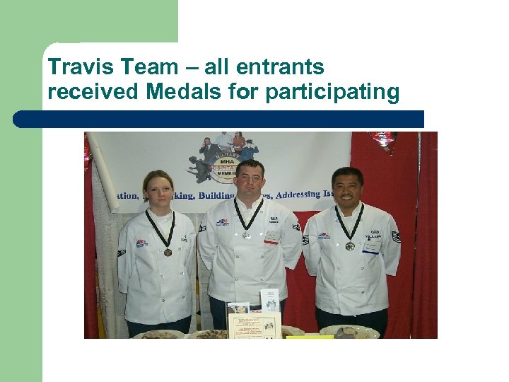 Travis Team – all entrants received Medals for participating 