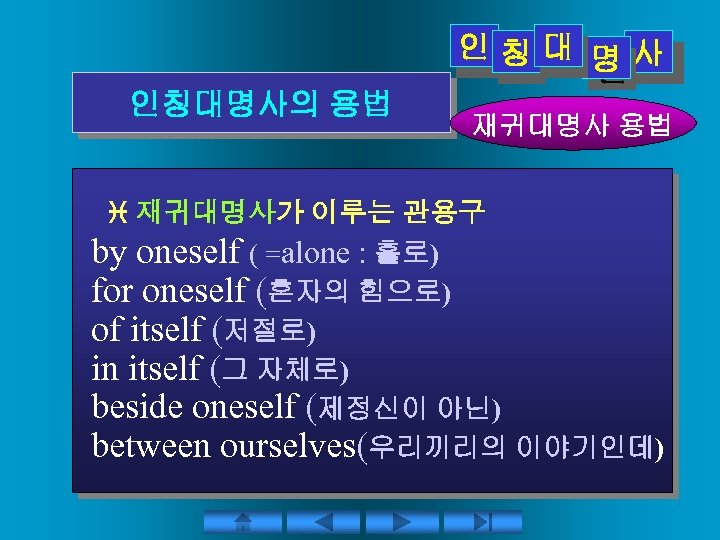 인칭대 명사 인인인 인 인 인칭대명사의 용법 재귀대명사 용법 재귀대명사가 이루는 관용구 by oneself