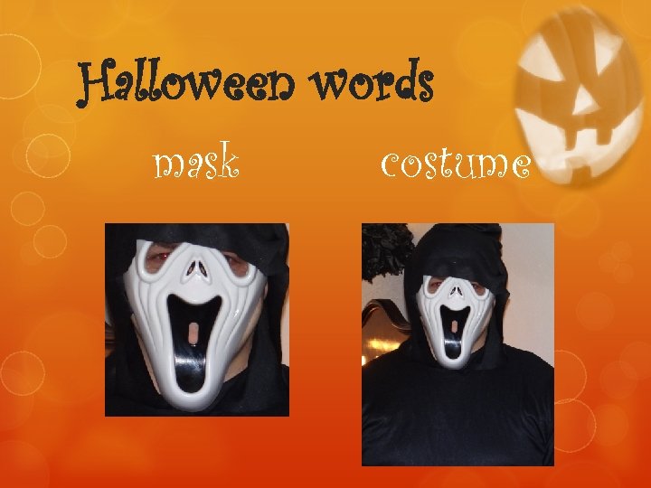 Halloween words mask costume 