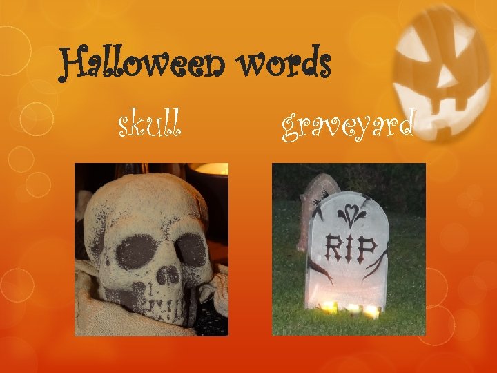 Halloween words skull graveyard 