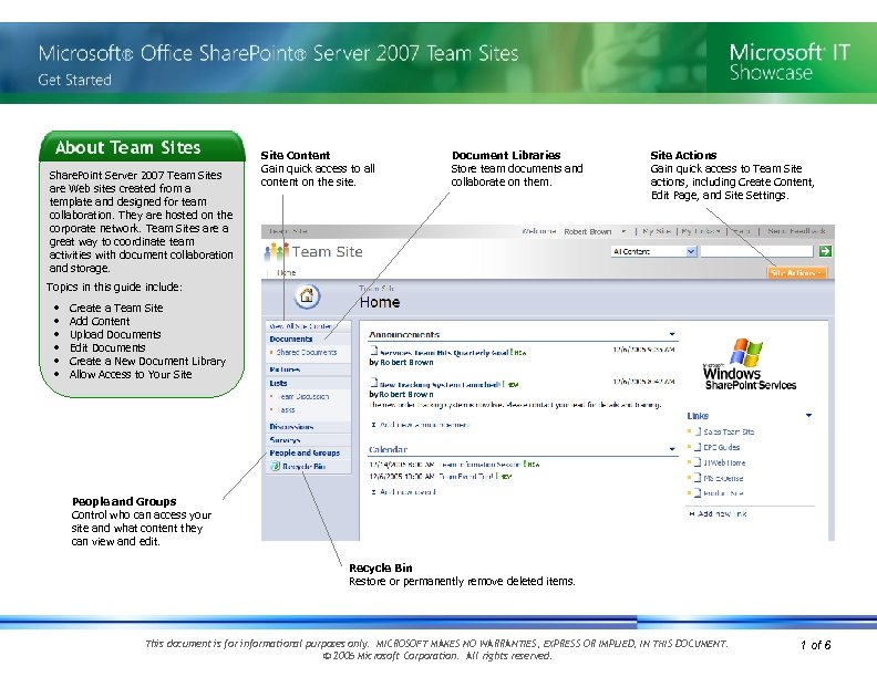 Share. Point Server 2007 Team Sites are Web sites created from a template and