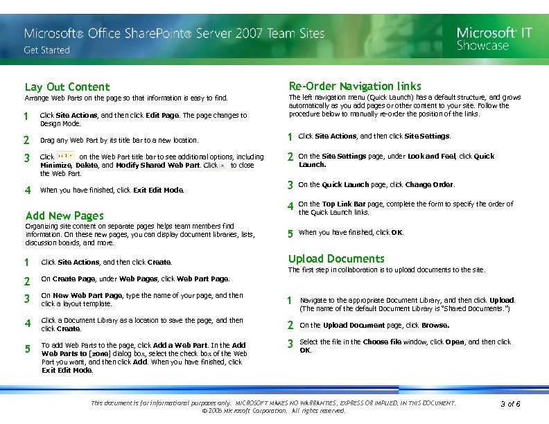 Lay Out Content Arrange Web Parts on the page so that information is easy