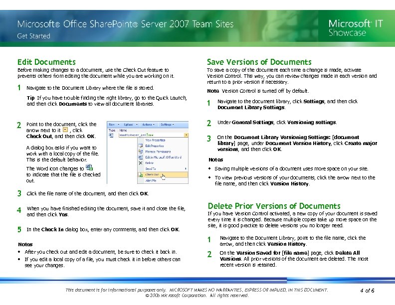 Edit Documents Before making changes to a document, use the Check Out feature to