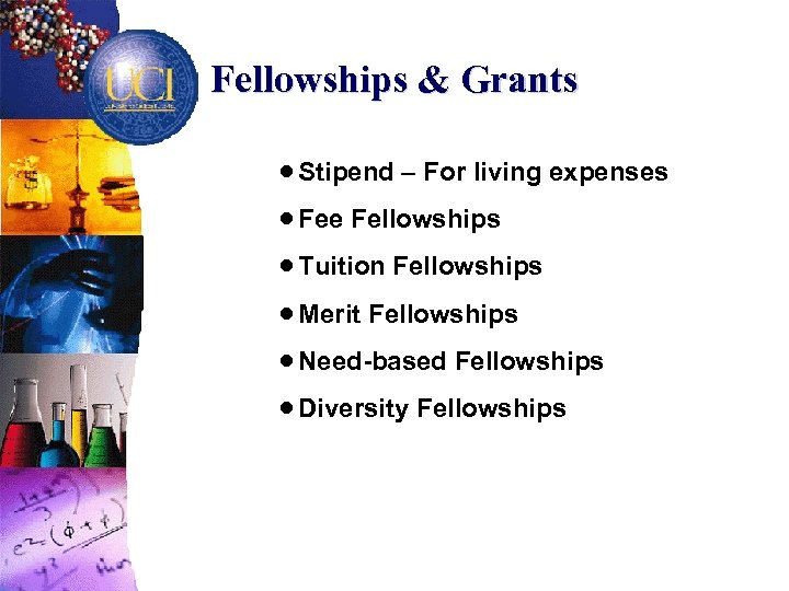 Fellowships & Grants · Stipend – For living expenses · Fee Fellowships · Tuition