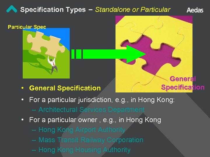 Specification Types – Standalone or Particular Spec • General Specification • For a particular