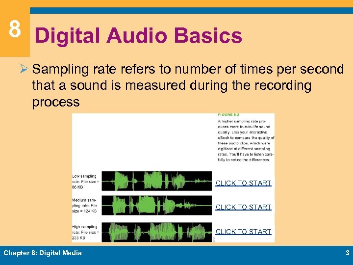 8 Digital Audio Basics Ø Sampling rate refers to number of times per second