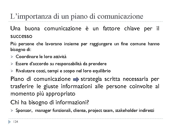 L’importanza di un piano di comunicazione Una buona comunicazione è un fattore chiave per