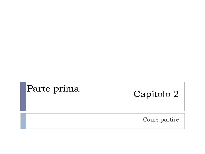 Parte prima Capitolo 2 Come partire 