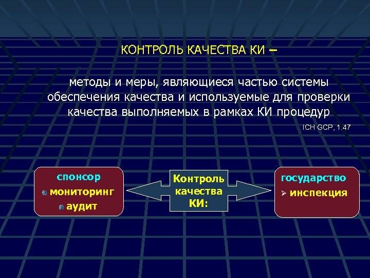 КОНТРОЛЬ КАЧЕСТВА КИ – методы и меры, являющиеся частью системы обеспечения качества и используемые