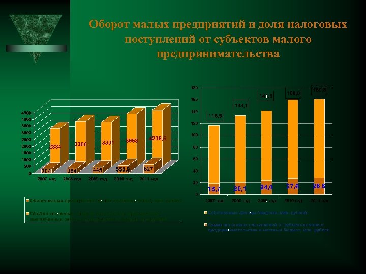 Оборот малых предприятий и доля налоговых поступлений от субъектов малого предпринимательства 