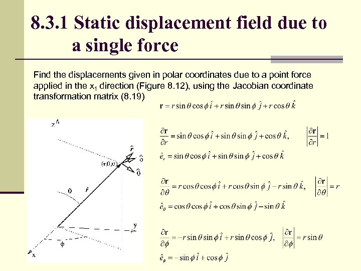 8. 3. 1 Static displacement field due to a single force Find the displacements