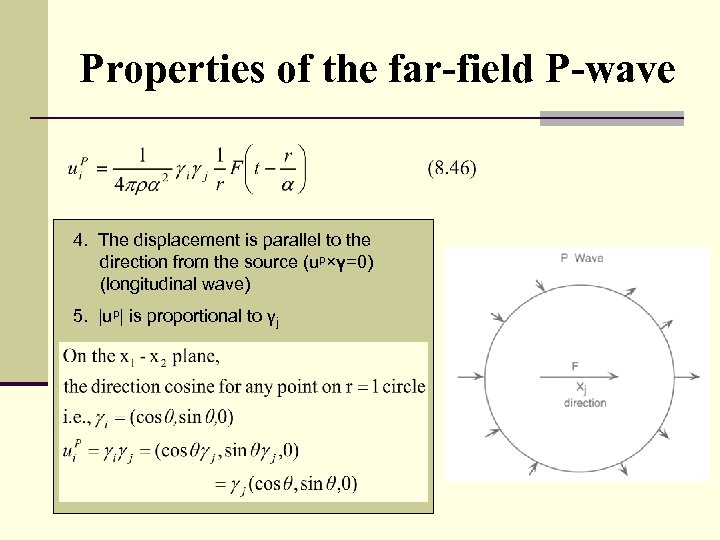 Properties of the far-field P-wave 4. The displacement is parallel to the direction from