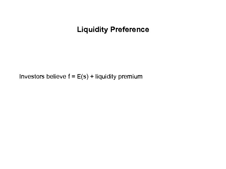 Liquidity Preference Investors believe f = E(s) + liquidity premium 