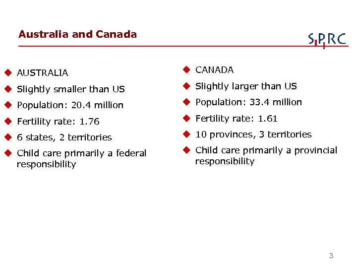 Australia and Canada u AUSTRALIA u CANADA u Slightly smaller than US u Slightly
