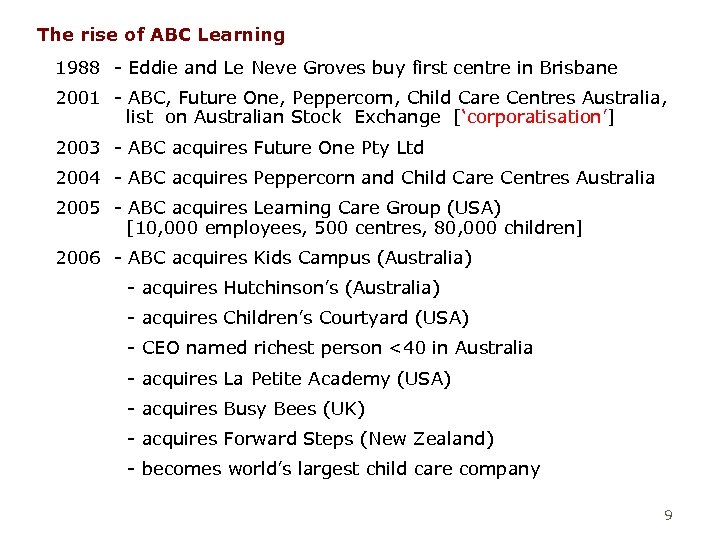 The rise of ABC Learning 1988 - Eddie and Le Neve Groves buy first