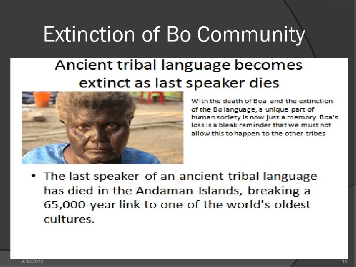 Extinction of Bo Community 3/18/2018 18 