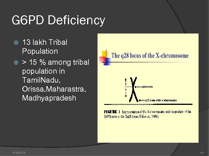 G 6 PD Deficiency 13 lakh Tribal Population > 15 % among tribal population