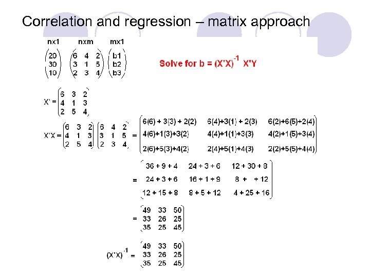 Correlation and regression – matrix approach 