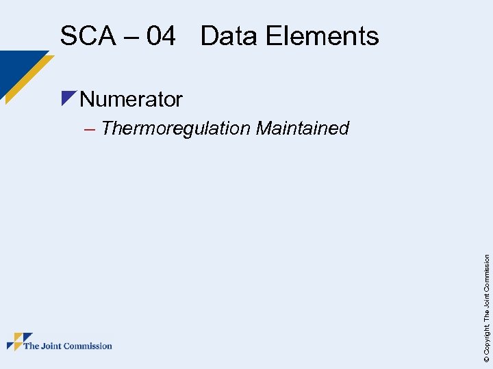 SCA – 04 Data Elements z. Numerator © Copyright, The Joint Commission – Thermoregulation