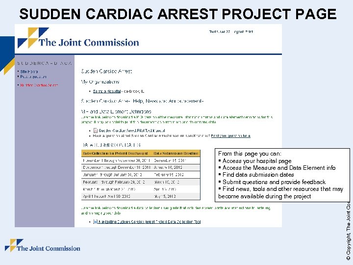 From this page you can: § Access your hospital page § Access the Measure