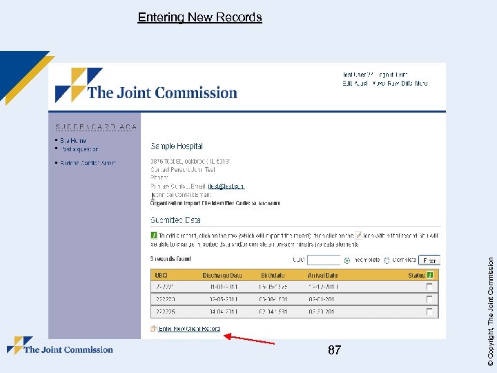 87 © Copyright, The Joint Commission Entering New Records 