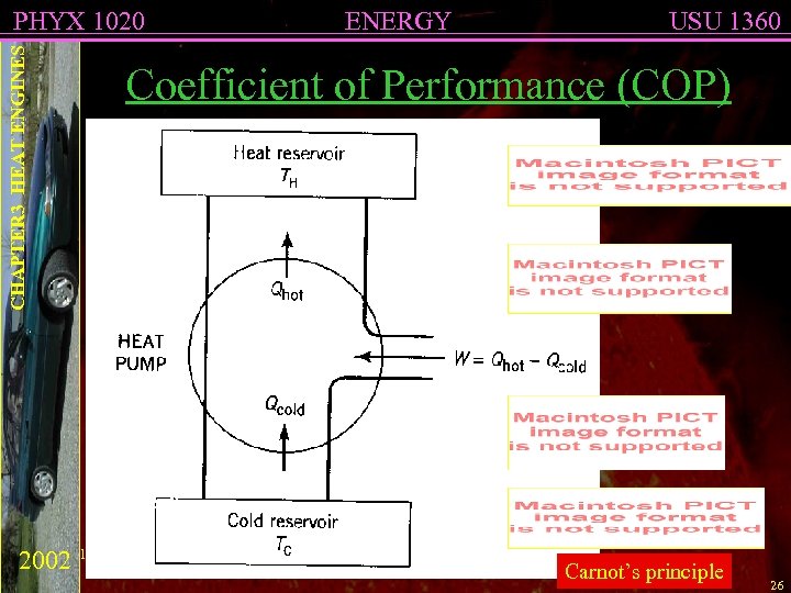 CHAPTER 3 HEAT ENGINES PHYX 1020 ENERGY USU 1360 Coefficient of Performance (COP) 20023/15/2018