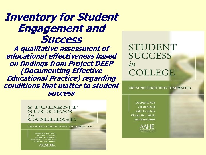 Inventory for Student Engagement and Success A qualitative assessment of educational effectiveness based on