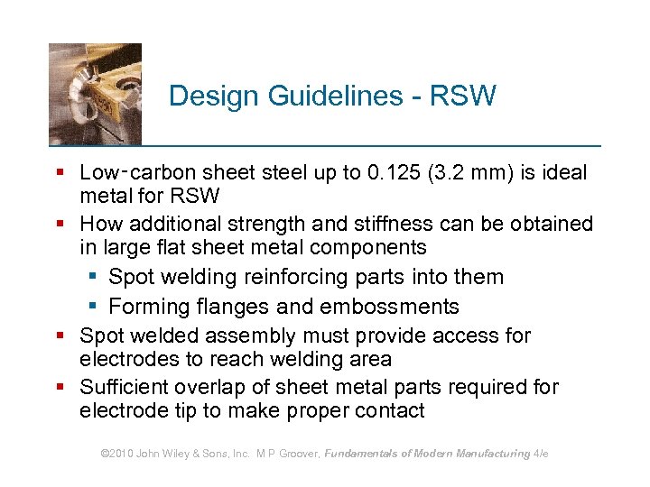 Design Guidelines - RSW § Low‑carbon sheet steel up to 0. 125 (3. 2